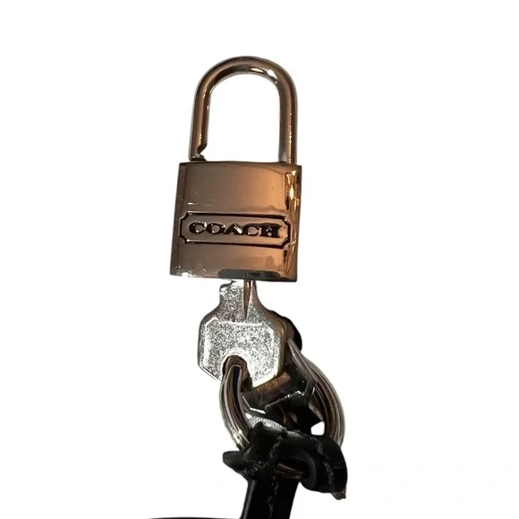 Coach Silver Padlock and Black Leather Clochette with two keys - Picture 11 of 15